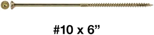 Jake Sales #10 X 6 Gold Star Wood Screw Torx/Star Drive Flat Head - 5 POUNDS Approx. 165 Screw Count - Multipurpose Wood Screws