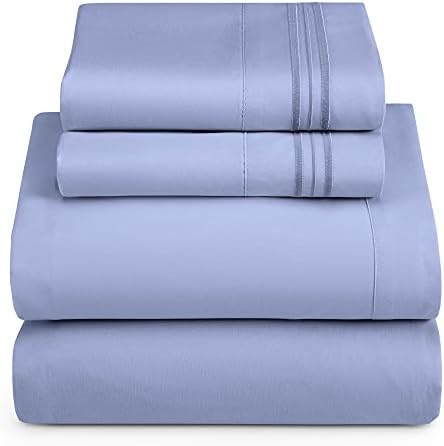 Hearth & Harbor Twin Size Sheets - 3 Piece Bed Sheet Set, Hotel Luxury Double Brushed Bed Sheets - Extra Soft Bedding Sheets & Pillowcases, Twin, Steel