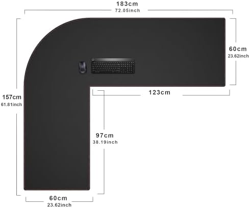ZORESYN L Shaped Desk Mat (72+62) x23.6 Inch (Black) - XXL Reversible Corner Desk Pad, Waterproof PU Leather Desktop Protector for Gaming, Office & Home