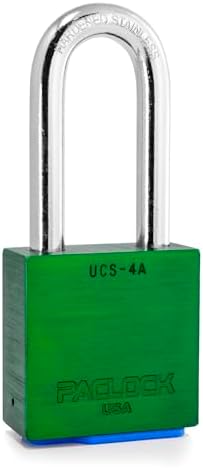 PACLOCK's 4-Series Padlock, Standard Rekeyable (SR), 7/16" Diameter Hard. Stainless Steel Shackle, 2-1/2" Tall, One Lock Keyed to a Number U-Pick! w/ 2 Keys, Green Anodized Aluminum