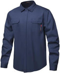 FR Shirt 7oz Fire Resistant Shirts Men's,CAT2 Welding Shirt 100% Cotton Flame Resistant Shirts Navy (2X-Large)