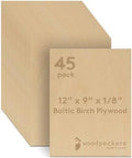 3 mm Baltic Birch Plywood 1/8 x 9 x 12 Inch, Box of 45 B/BB Grade Craft Wood, Stronger Than Basswood Sheets, for Laser, CNC Cutting and Wood Burning, by Woodpeckers