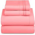 Hearth & Harbor Full Size Sheets - 4 Piece Bed Sheet Set, Hotel Luxury Double Brushed Bed Sheets - Extra Soft Bedding Sheets & Pillowcases, Full, Coral Pink