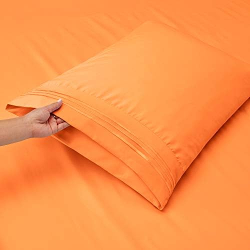 Hearth & Harbor Queen Size Sheets - 4 Piece Bed Sheet Set, Hotel Luxury Double Brushed Bed Sheets - Extra Soft Bedding Sheets & Pillowcases, Queen, Apricot Orange