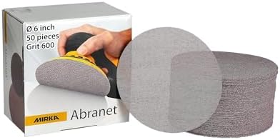 Mirka Abranet 6 Inch 600 Grit Mesh Sanding Discs, Hook and Loop, 50 Pack