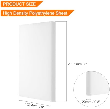 MECCANIXITY UHMW Sheet Ultra High Molecular Weight Polyethylene Sheet, 3/4" Thick Hard HDPE Plastic Sheet Board for DIY Craft 6" x 8" White