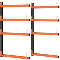 2 Pack Lumber Storage Rack, Wall Mount Foldable & Adjustable Lumber Rack with 4-Level Holds Up 520 Lbs, Heavy Duty Metal Garage Wood Rack for Workshop, Basement, Indoor and Outdoor