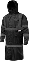 Hi Vis Rain Jacket with 3M Reflective Stripe,High Visibility Class 3 Rain coats,Safety Waterproof Rain Suits for Men with Hood and 2 Large Pockets construction work rain gear(Black S)