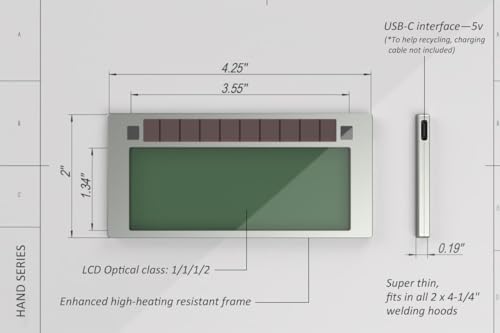 Tefuawe Hand Series 2x4 1/4 Digital Auto Darkening Welding Lens, Low Amps 2A Tig, Shade 12, for Sugar Scoop and Pipeline Welding Hood