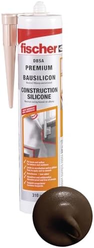 Fischer Bausilicon DBSA, Low-Odour Premium Silicone, Weatherproof Sealant for Indoor and Outdoor Use, Cartridge for Numerous Applications and Building Materials, 310 ml, Brown