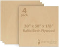 Baltic Birch Plywood 3 mm, 1/8 Inch Craft Wood, B/BB Grade, Stronger Than Basswood Sheets or Balsa Wood, Perfect for Laser, CNC Cutting, Wood Burning, by Woodpeckers (4, 30"x30")