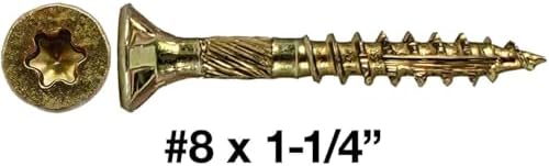 Jake Sales #8 x 1-1/4" Gold Star Wood Screw, T-20 Torx Drive, Flat Head - (Case of 9 x 5 Pound Boxes) ~10,395 Screw Count