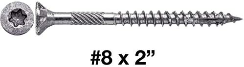 Jake Sales #8 x 2 Silver Star Stainless Steel Wood Screw Torx/Star Drive Head - Grade 305 Stainless Steel Torx/Star Drive Wood Screws - (1 Pound - 153 Approx. Screw Count)