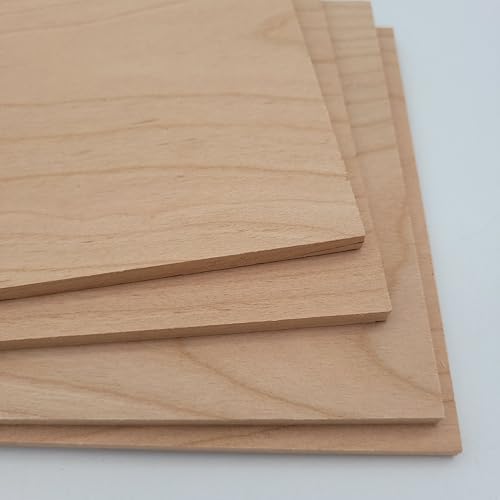 Cherry Wood 4 Pack Hardwood Project Board Blanks, 12 x 6 x 1/4 inches, Unfinished Lumber Planks for DIY Crafts, Carving, Laser Engraving or Scroll Saw - Thin Wood