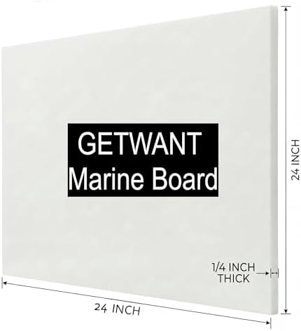 White HDPE Sheet 24x24 (6mm) 1/4" Thick, Marine Board HDPE Plastic Board, Waterproof UV Resistant Panel for Boat Board, Workbench Top, DIY Projects, Outdoor Use, Garage Liner and Utility Pad