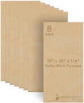 Baltic Birch Plywood 15 x 30 x 1/4 Inch - 6 mm Craft Wood, Pack of 8 B/BB Grade, Stronger Than Basswood Sheets or Balsa Wood, Perfect for Laser, CNC Cutting, Wood Burning, by Woodpeckers