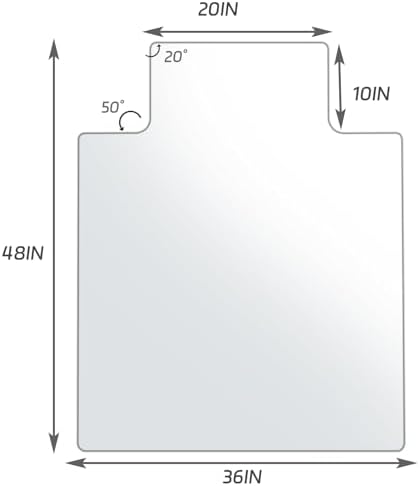 36" x 48" Irregular Tempered Glass Office Chair Mat, Floor Mat for Carpet