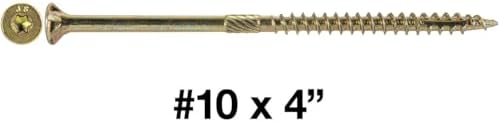 Jake Sales #10 X 4 Gold Star Wood Screw Torx/Star Drive Flat Head (5 POUNDS - 240 Approx. Screw Count) - Multipurpose Torx/Star Drive Wood Screws