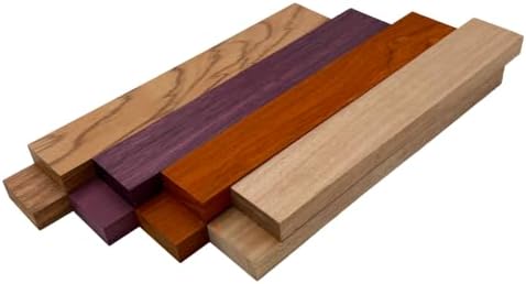 Barrington Hardwoods Imported Exotic Hardwood Variety Pack - Red Zebrawood, Purpleheart, Padauk, Okoume - 3/4" x 2" (8 Pcs) (3/4" x 2" x 12")