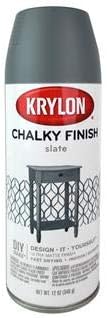 Krylon K04103000 Chalky Finish Spray Paint, Slate, 12 Ounce