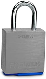 PACLOCK's 1-Series Padlock, High Security Rotating Disc, 1-3/16" Tall Hard. Stainless Steel Shackle, Exclusive Key Number, Keyed Differently w/ 1 Key, Silver