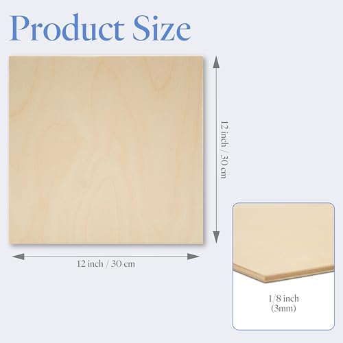 3 mm Baltic Birch Plywood 1/8 x 12 x 12 Inch,B/BB Grade Craft Wood, Stronger Than Basswood Sheets, for Laser, CNC Cutting and Wood Burning, by Woodpeckers
