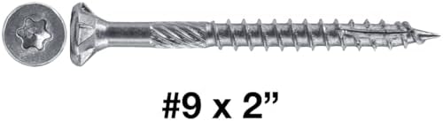 Jake Sales #9 x 2 Silver Star Stainless Steel Wood Screw Torx/Star Drive Head - Grade 300 Series Stainless Steel Torx/Star Drive Wood Screws - CASE Qty 42 Boxes 5,586 Screws