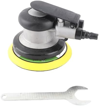 GLOGLOW Pneumatic Sander, Aluminum Alloy Air Sanding Machine with Muffler Exhaust Hole and Stepless Speed Regulation, for Car Beauty Wood Polishing Rust Removal Sheet Metal Polishing