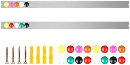 Mooliwe 2 Pcs 48 x 2 Frameless Magnetic Bulletin Board Strip for Wall Stainless Iron Metal Bulletin Bar Board Memo Strip with 16 Magnets 4 Nails 4 Wall Anchors for School Office Home