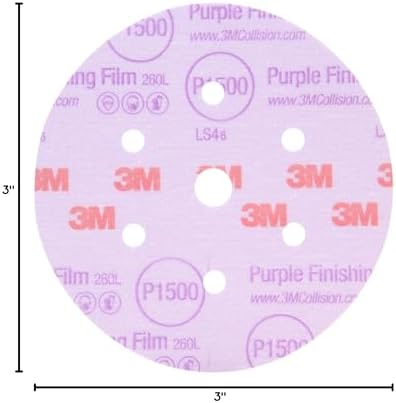 3M Hookit Purple Finishing Film Abrasive Disc, 260L, 30369, 3 in, P1000