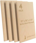 Baltic Birch Plywood 15 x 30 x 1/2 Inch - 12 mm Craft Wood, Pack of 4 B/BB Grade, Stronger Than Basswood Sheets or Balsa Wood, Perfect for Laser, CNC Cutting, Wood Shelves, by Woodpeckers