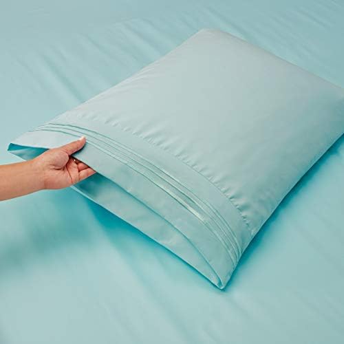 Hearth & Harbor RV Short Queen Size Sheets - 4 Piece Bed Sheet Set, Hotel Luxury Double Brushed Bed Sheets - Extra Soft Bedding Sheets & Pillowcases, Short Queen, Aqua Blue