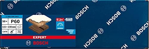 Bosch Professional 50x Expert C470 Sandpaper (for Hardwood, Paint on Wood, 115x230 mm, Grit 60, Accessories Orbital Sander)