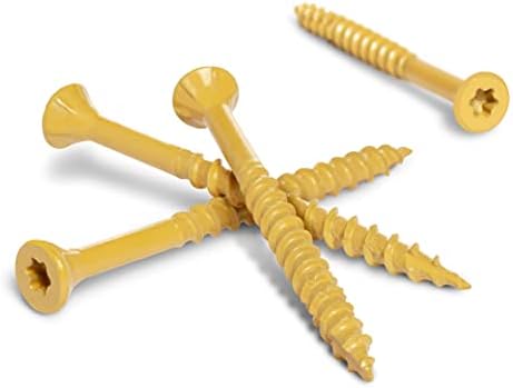 Deck Plus 2-1/2 Inch Epoxy Coated Exterior Wood and Fence Screws #10 x 2-1/2" Torx/Star Drive Included Coarse Thread, Outdoor Rust Resistant Decking Screw, Tan, 5 lb Box, 365 Pieces | 48416(Pack of 4)