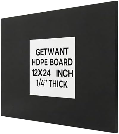 Black HDPE Sheet 12x24 Inch 1/4 Inch (6mm) Thick, Marine Board HDPE Plastic Sheet, Waterproof Heavy Duty Black Panel for Marine, Boat, Workbench, DIY & Outdoor Projects