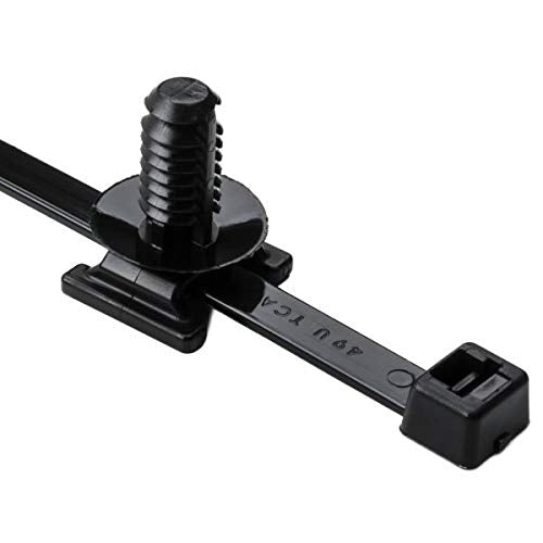Hellermann Tyton North America 156-00071 Heavy Duty Fir Tree Mount with Cable Tie, Panel Thickness 0.04" - 0.62", PA66HIRHSUV, Black, 1.1000000000000001" Height, 0.3" Width, 15" Length (Pack of 100)