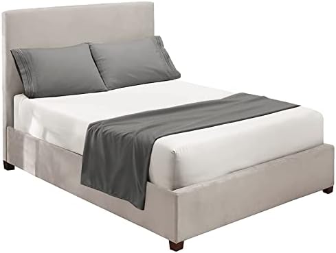 Nestl Twin Sheets Set - 3 Piece Twin Bed Sheets, Hotel Luxury, Extra Soft, Double Brushed Bedding for Twin Size, 2 Tone White/Grey Set, White Fitted Sheet, Grey Flat Sheet, Grey Pillow Case