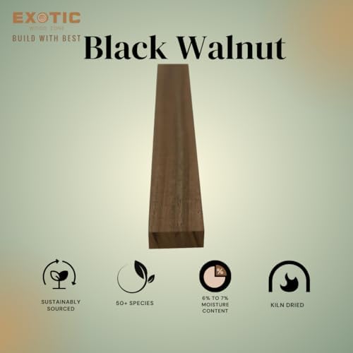 Exotic Wood Zone Kiln Dried Walnut Lumber Boards for Woodworking, Hardwood Crafting, Furniture Making, Wood Carving, Cabinetmaking, Woodturning and DIY Projects - 3/4" x 6" x 48" (2 Pieces)