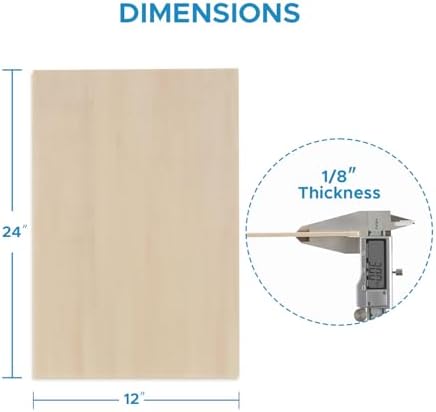 OMTech 36 Pack Birch Plywood Sheets, 12x24 Inch Plywood Sheets for Crafts, 1/8" Thick Wood for Laser Cutting Engraving, Unfinished Wood Boards for DIY Projects Drawing Painting