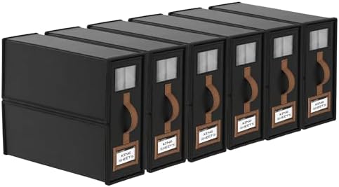6 Pack Bed Sheets Organizers And Storage,Sheets Set Folder Keeper with Handle,Foldable Bedding Storage Box For Linen Closet,Duvet Cover(King Size-3.7 Gal,Black)