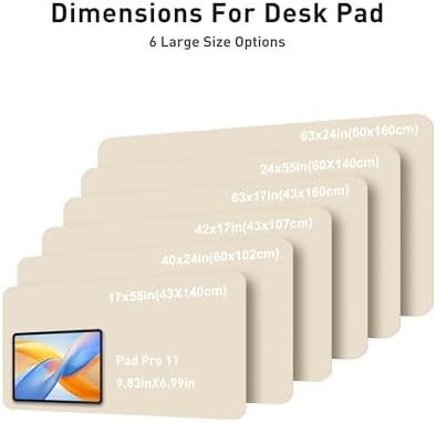Aothia Faux Leather Desk Mat - Large Mouse Pad, Non-Slip PU Leather Blotter, Waterproof Writing Surface for Office and Home (Beige, 42" x 17")
