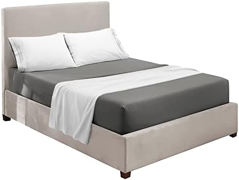 Nestl King Sheets Set - 4 Piece King Size Bed Sheets, Extra Soft, Double Brushed Bedding for King Size, 2 Tone Grey/White Set, Grey Fitted Sheet, White Flat Sheet, White Pillow Case