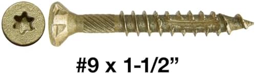 Jake Sales #9 x 1-1/2" Bronze Coated Multipurpose Wood Screw Torx/Star Drive Flat Head (1 Pound ~140 Screws) Exterior Coated - ACQ Compatible Wood Screws