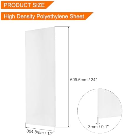 MECCANIXITY UHMW Sheet Ultra High Molecular Weight Polyethylene Sheet, 1/8" Thick Hard HDPE Plastic Sheet Board for DIY Craft 12" x 24" White