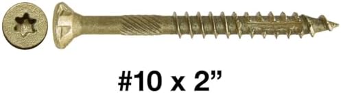 10 x 2 Bronze Coated Multipurpose Exterior Coated - ACQ Compatible Wood Screw Torx/Star Drive Flat Head - CASE Qty 42 Boxes 4,032 Screws