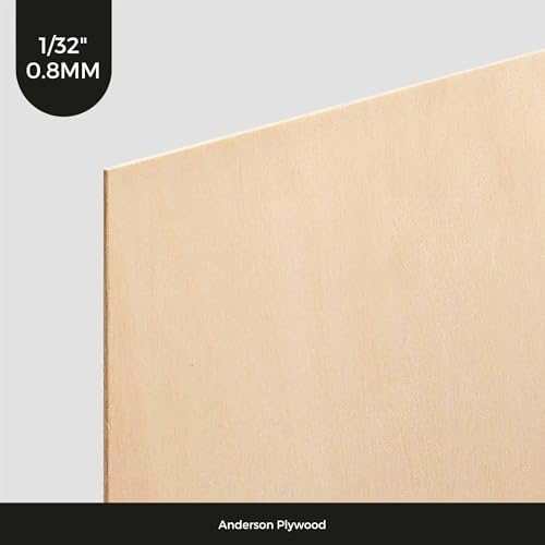 0.8mm 1/32" x 12" x 24" Aircraft Plywood Sheet (3pk) - AB/B Baltic Birch Material Perfect for Arts and Crafts, School Projects, Die-Cutting, and Wood Engraving