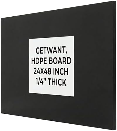 HDPE Plastic Sheet – 1/4" Thick Black Marine Grade HDPE Board – 24"x48" High Density Polyethylene Plastic, UV Resistant & Corrosion Proof for Outdoor, Industrial, DIY & Marine Projects