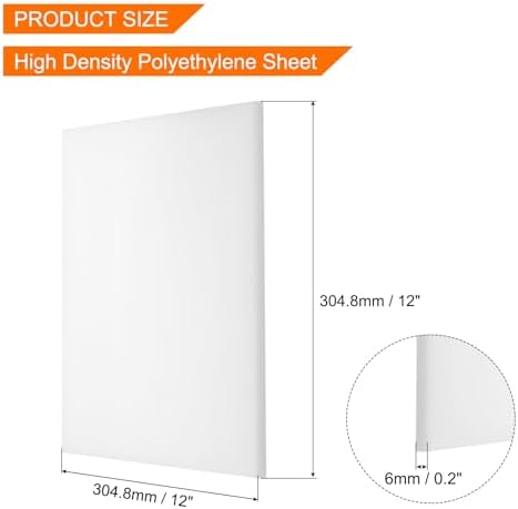 MECCANIXITY UHMW Sheet Ultra High Molecular Weight Polyethylene Sheet, 1/4" Thick Hard HDPE Plastic Sheet Board for Marine Board,DIY Craft, Marine Plywood 12" x 12" White