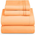 Hearth & Harbor Full XL Size Sheets - 4 Piece Bed Sheet Set, Hotel Luxury Double Brushed Bed Sheets - Extra Soft Bedding Sheets & Pillowcases, Full XL, Apricot Orange