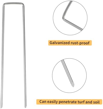 Whonline 400 Pack Landscape Staples 6 Inch, Galvanized Garden Stakes